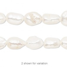 8-10mm White Freshwater Rice Pearls - D Grade - Strands