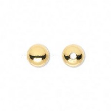8mm Warm Gold Plated Brass Round Beads with 2mm hole - Pack of 10