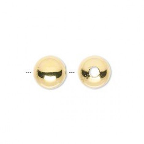10mm Gold Plated Brass Round Beads with 2.5mm hole
