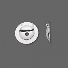 15mm Silver Plated Button Converter w/2 Loops - Pack of 6