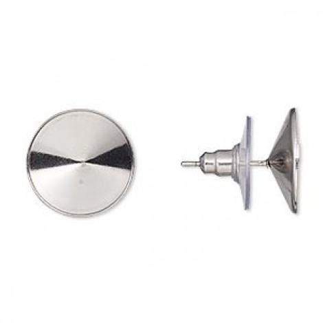 Stainless Steel Earposts for 14mm Rivoli Crystals - Per Pair Stainless Steel Earposts for 14mm Rivoli Crystals - Per Pair