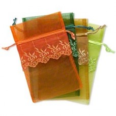 6.5x4" (16x10cm) Organza & Lace Drawstring Pouches - Pk 4 Assorted