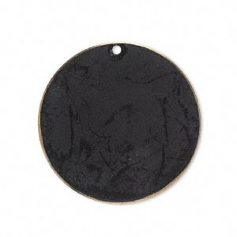30mm Flat Round Earth Tone Black Patina Drops - Pk 6