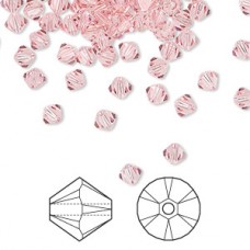 4mm Crystal Passions® Crystal Bicones - Light Rose - Pack of 10