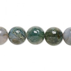 12mm Natural Moss Agate Round Beads
