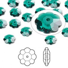 12mm Crystal Passions 3700 Crystal Marguerite Flower Beads - Emerald