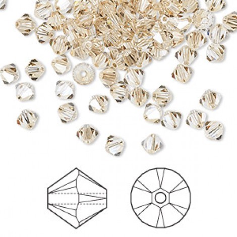 4mm Crystal Passions® Faceted Crystal Bicones - Crystal Golden Shadow