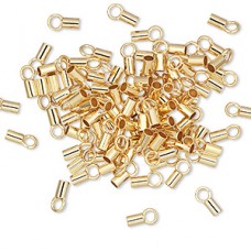 3.5X2mm (1.5mm ID) Crimp Cord End with Ring - Gold Plated 