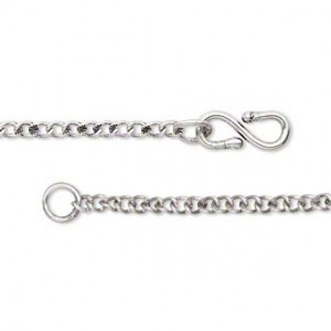 18" (45cm) 2.5mm diam Ant Silver Plated Curb Chain Necklace - Each 18" (45cm) 2.5mm diam Ant Silver Plated Curb Chain Necklace - Each