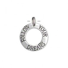 19mm Sterling Silver Engraved Charm - Follow Your Dreams