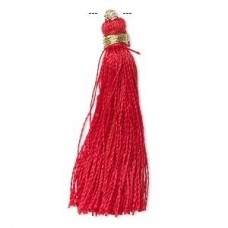 50mm Imitation Red Silk Gold Finished Tassels - Pk 12