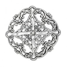 37mm Focal Filigree Celtic Round Silver Pewter Pendant 