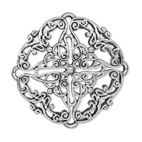 37mm Focal Filigree Celtic Round Silver Pewter Pendant - Each