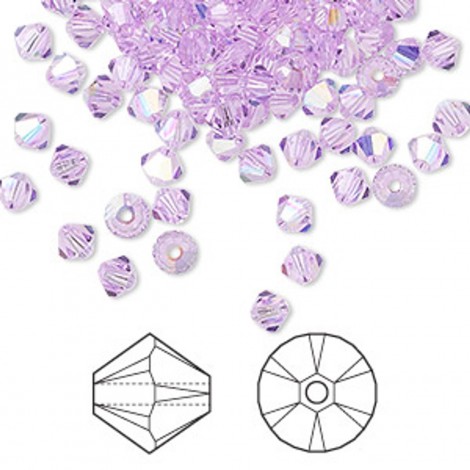 6mm Swarovski Crystal Bicones - Violet AB - Pack of 10 6mm Swarovski Crystal Bicones - Violet AB - Pack of 10