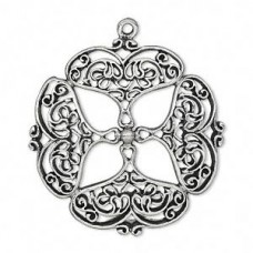 37mm Focal Filigree Celtic Silver Pewter Pendant with Loop - Each