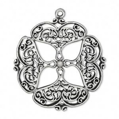 37mm Focal Filigree Celtic Silver Pewter Pendant with Loop - Each 37mm Focal Filigree Celtic Silver Pewter Pendant with Loop - Each