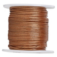 1mm Round Indian Leather Cord - Metallic Copper - 5 metres