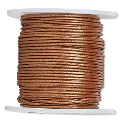 1mm Round Indian Leather Cord - Metallic Copper
