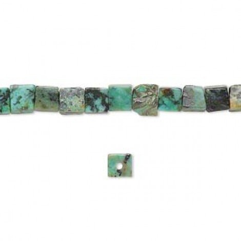 4mm African Turquoise Cubes - 16" Strand