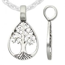 38x21mm Antique Silver Pewter Tree of Life Pendant - Each