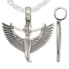 39x37mm Antique Silver Pewter Winged Maat Pendant - Each