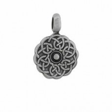 39x27mm Celtic Flat Round Pewter Pendant with 6.5mm hole in bail - Each