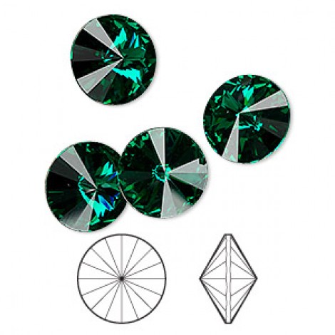 12mm Crystal Passions® Rivoli Crystal - Emerald - Pack of 2