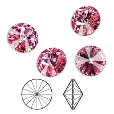 12mm Crystal Passions® Rivoli Crystal Stone - Rose - Pack of 2