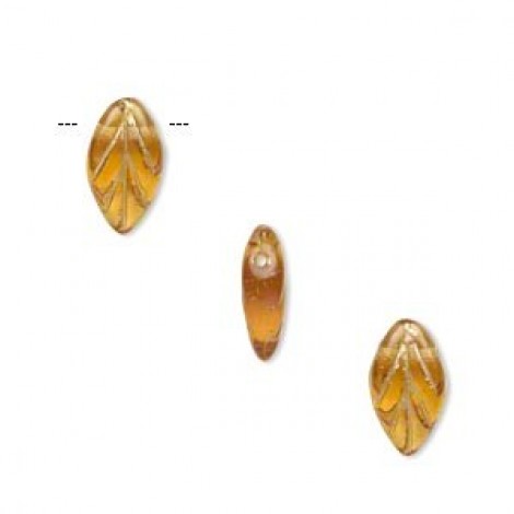 11x7mm Glass Leaves - Honey - Gold