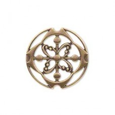 24mm Vintage Brass Flat Round Component - Pack of 6