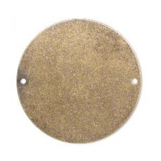 34mm Round Vintage Brass Blank Disk w/2 holes - Pack of 4