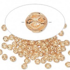 4mm Gold Plated Round Filigree Cut-out Beads