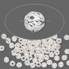 4mm Silver Plated Round Filigree Cut-out Beads