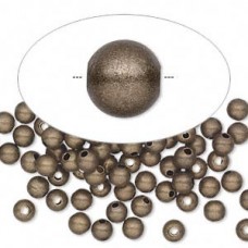 4mm Antique Gold Plated Brass Round Spacer Beads - Pack of 50