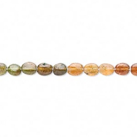 5x4mm Amber-Green Tourmaline Flat Oval Beads - Strand