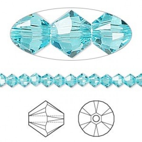 4mm Swarovski Crystal Bicones - Light Turquoise
