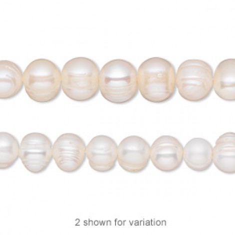 6-7mm White Semi-Round Freshwater Potato Pearls - 14" (35cm) Strand 6-7mm White Semi-Round Freshwater Potato Pearls - 14" (35cm) Strand