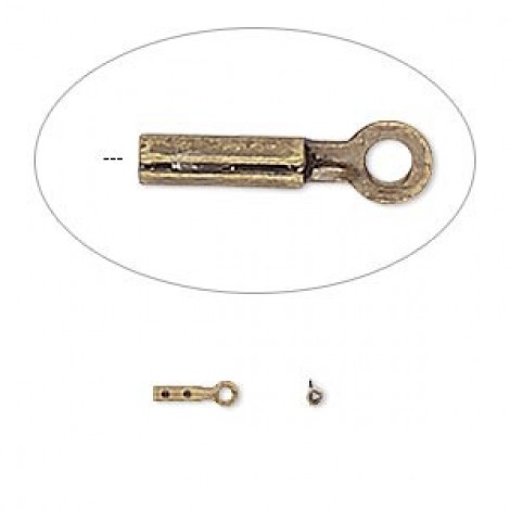 4x1mm Antique Gold Plated Brass Cord End Crimps - Pack of 20