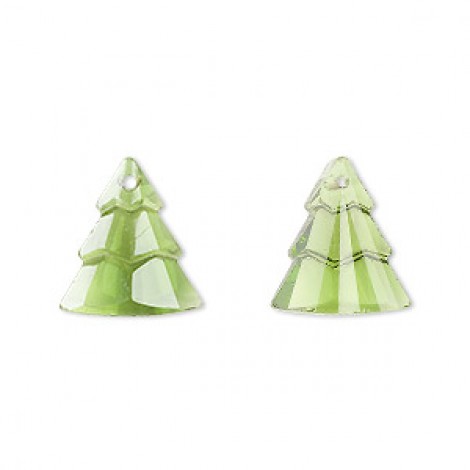 13x15mm Celestial Crystal Green Christmas Tree Drops - 1 pair
