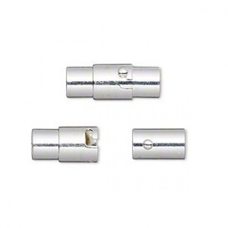 18x7mm (5mm ID) Silver Plated Brass Locking Magnetic Clasp - Each 18x7mm (5mm ID) Silver Plated Brass Locking Magnetic Clasp - Each
