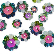Celestial Crystal Vitrail Foiled Margarita Flower Mix - 20 pieces 6-14mm