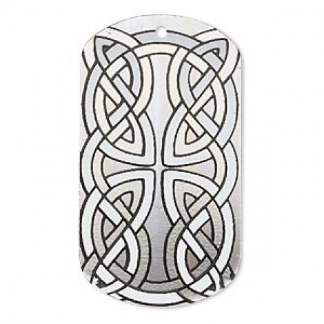 40x22mm Im Rhodium Pl Steel Dog Tag Focal - Celtic - Each 40x22mm Im Rhodium Pl Steel Dog Tag Focal - Celtic - Each