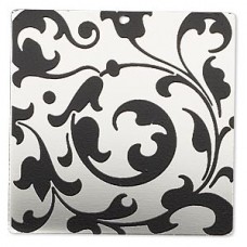 40x40mm Im Rhodium Pl Steel Square Focal - Vine Design - Each