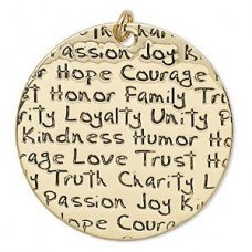 40mm Gold Plated Round Pendant - Affirmations