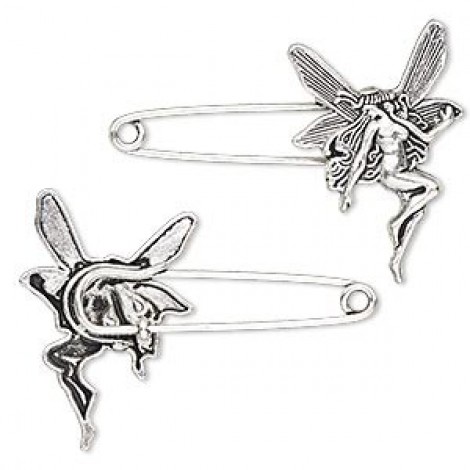 2.5x1.75" Antique Silver Fairy Brooch Pin