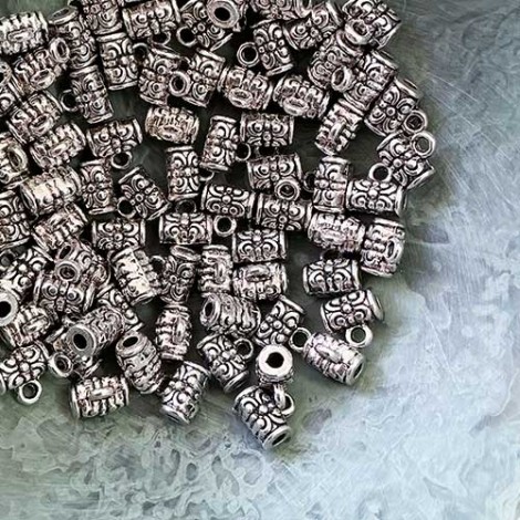 7mm Ant Silver Tibetan Style Hanger Beads w/Loop -1mm - Pack of 10
