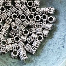 7x6mm Tibetan Style Silver Plated Pandora Metal Beads - Pack of 10