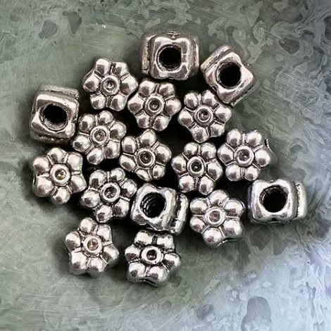10x11mm Pandora Style Alloy Metal Daisy Beads with 4mm hole - Pack of 2