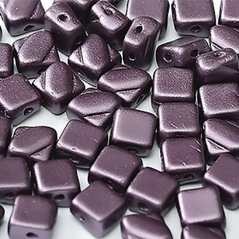 6mm 2-Hole Silky Beads - Alabaster Pastel Bordeaux  - Pack of 40