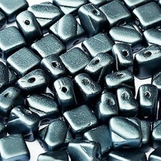 6mm 2-Hole Silky Beads - Alabaster Pastel Dark Grey - Pack of 40